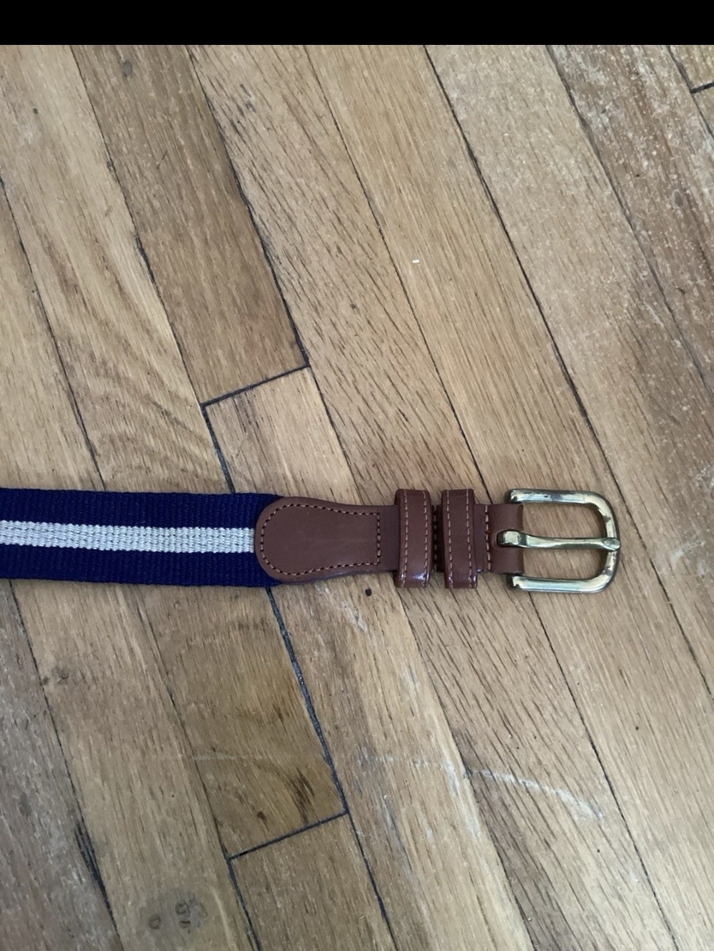 Vintage Coach Men's Size 34 Blue/Beige Striped Belt,Linen/Leather,MINT
